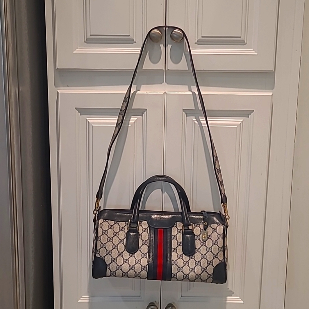 Gucci Very Rare 80'S  Supreme Sherry Line Monogram Bag & Matching Strap